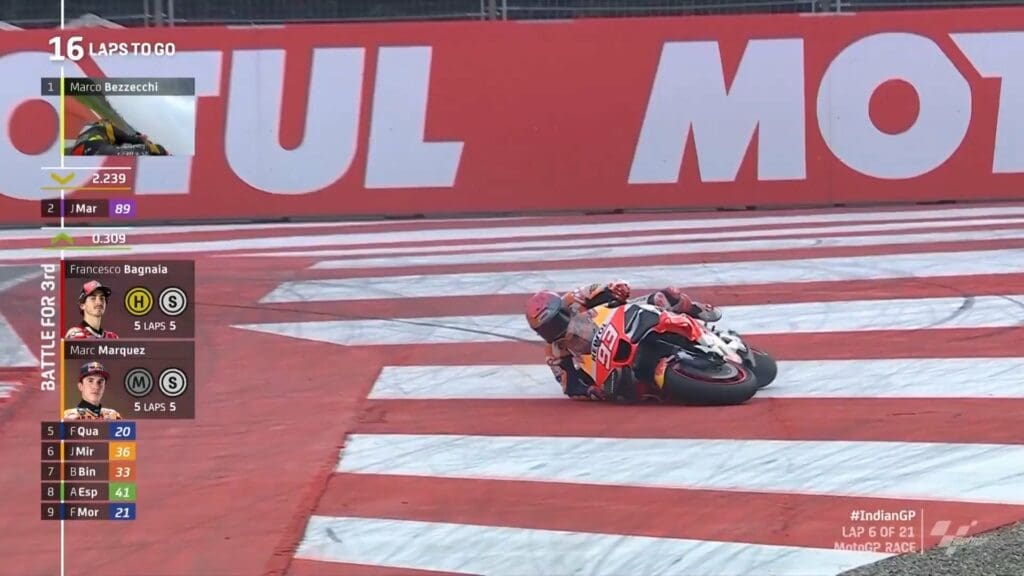 Marquez, caduto nelle prime fasi