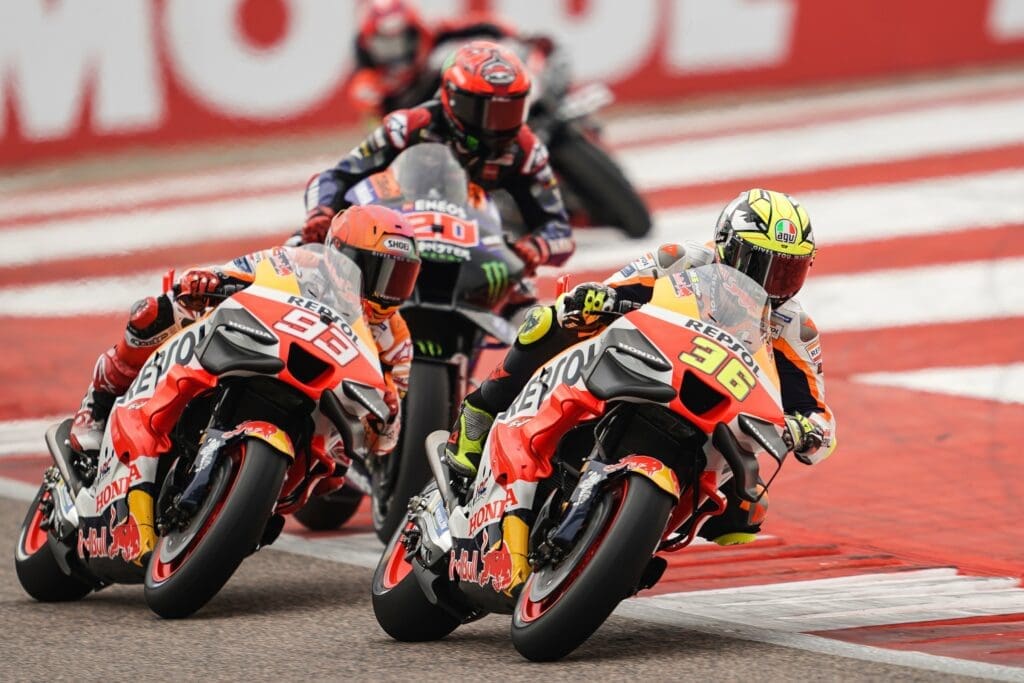 Le due Honda Repsol, che ben si sono comportate in India