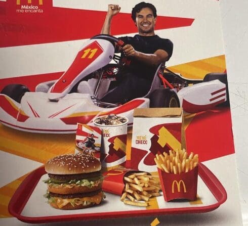 La locandina del McDonald's del "Menù Checo Perez"
