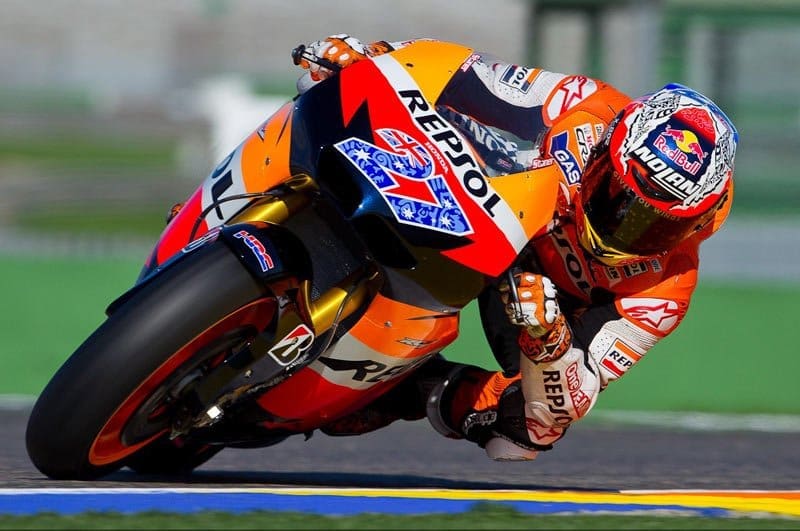Casey Stoner a bordo della sua Honda nel 2011