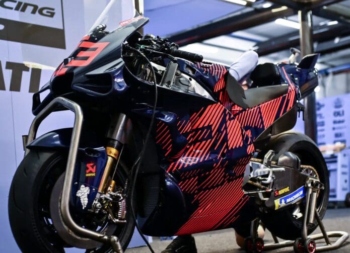 La Ducati Gresini guidata da Marc Marquez nei test di Valencia