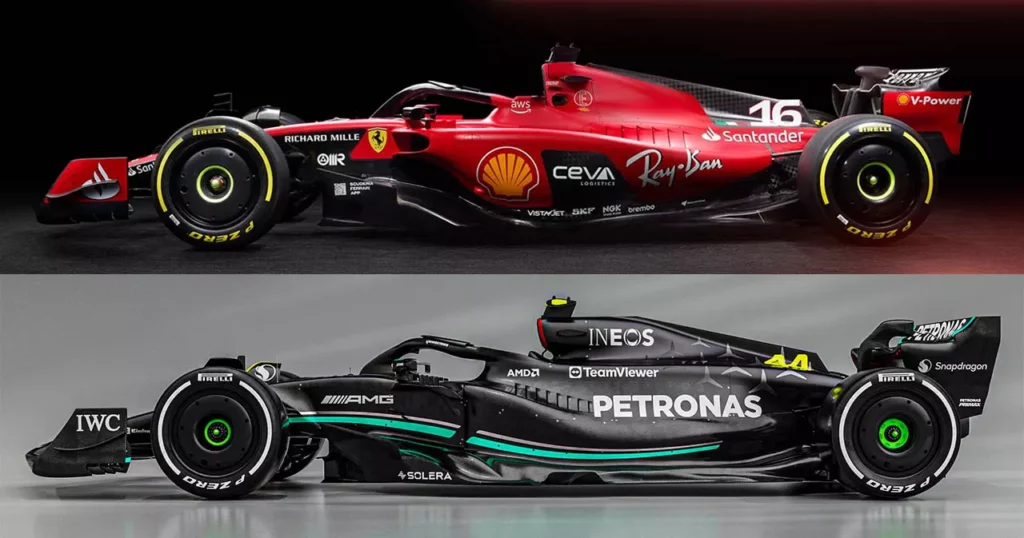 Le vetture di Ferrari e Mercedes del 2023, in lotta per il secondo posto nella classifica costruttori