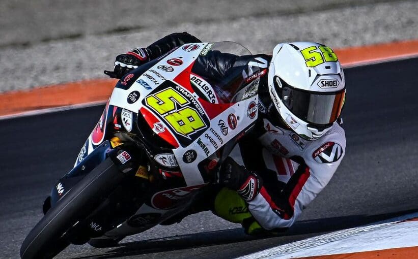 Luca Lunetta in pista con il numero 58