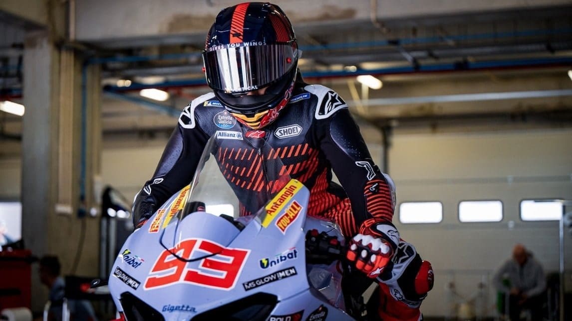 Marc Marquez con la Ducati Gresini nei test SBK a Portimao