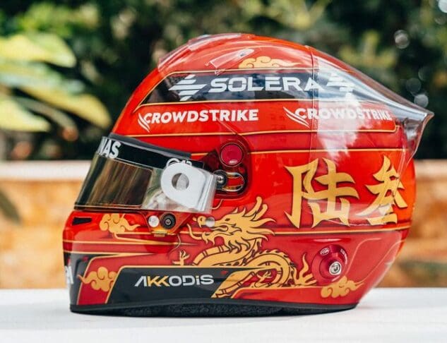 Alcuni dettagli del nuovo casco di George Russell in Cina
