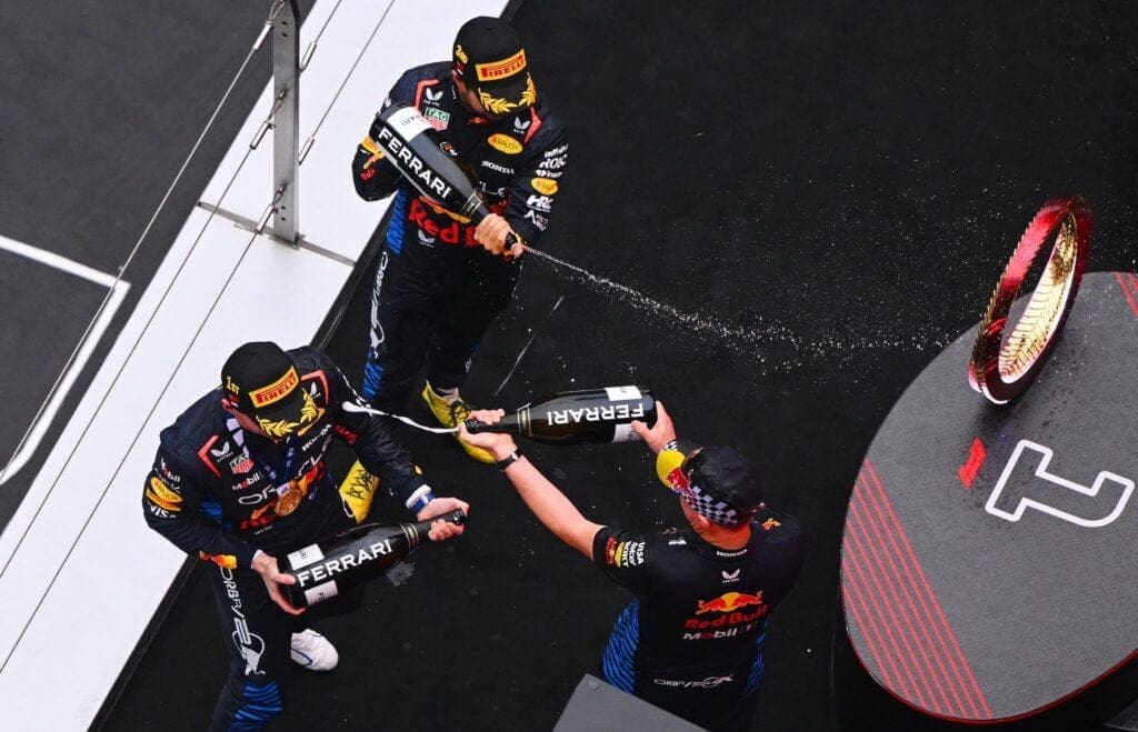 Le celebrazioni nel GP di Cina 2024, dominato da Max Verstappen