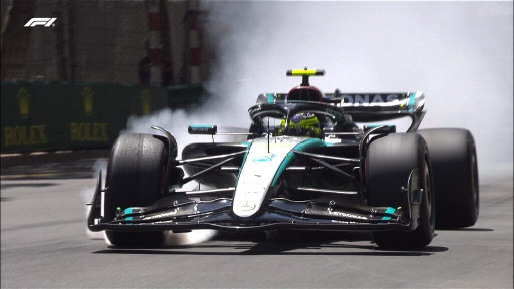 I risultati delle FP3 a Monaco: in foto, Hamilton lungo alla Saint-Devote