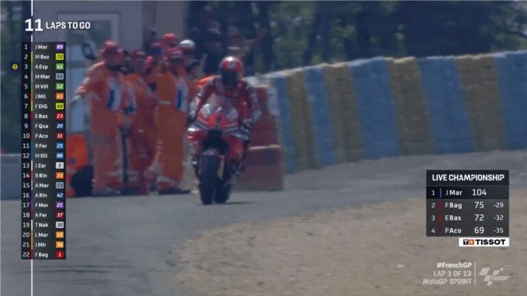 ritiro per bagnaia a le mans