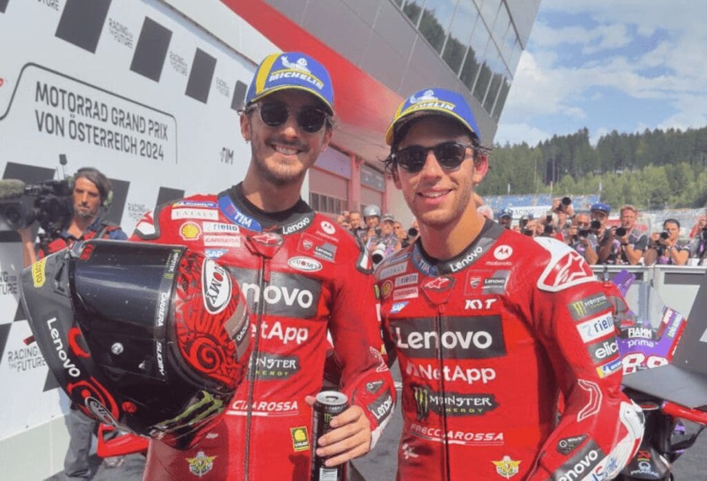 Le CLASSIFICHE MotoGP dopo l'Austria: Pecco Bagnaia ed Enea Bastianini, 1° e 3° nel mondiale
