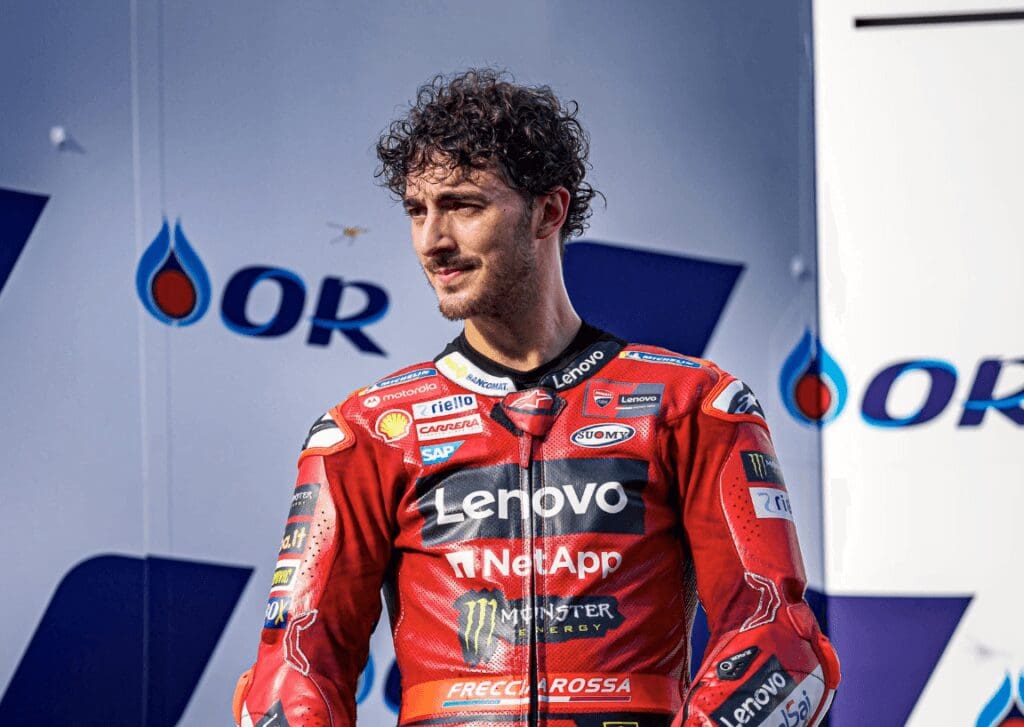 MotoGP Schedule Update for 2025: Pictured, Pecco Bagnaia at Buriram in 2023