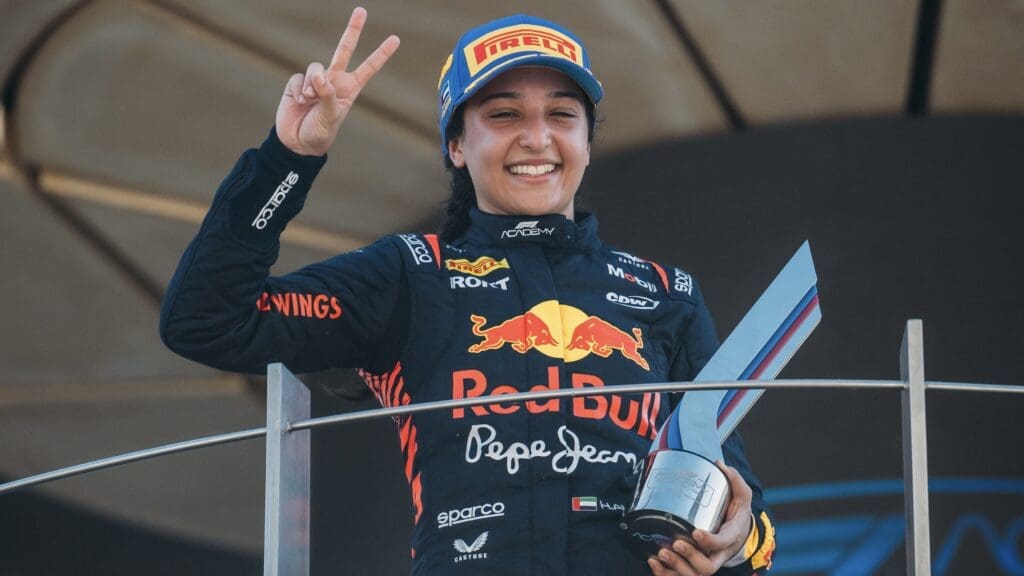 It was a double podium for Hamda Al Qubaisi, who finished in third place in Race 2 in Abu Dhabi, following her victory in Race 1.