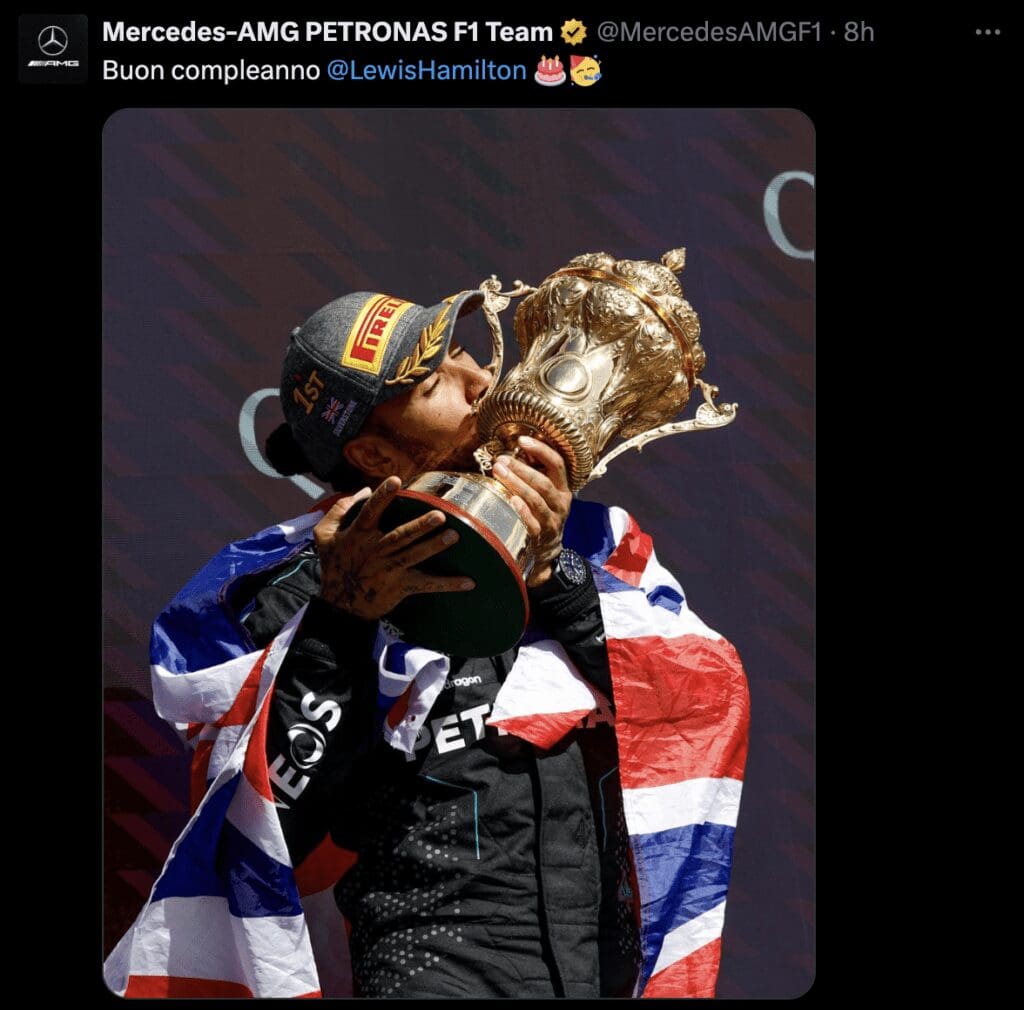 Mercedes’ Birthday Wishes to Lewis Hamilton: The Team Decides to “Speak Italian”