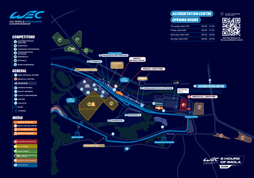 Guida per il WEC 2025 ad Imola: la mappa dell'evento agli occhi della FIA