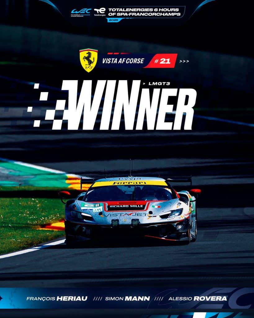 6h di Spa 2025: Ferrari è INFERMABILE, vittoria pure in LMGT3 con Heriau, Mann e Rovera!