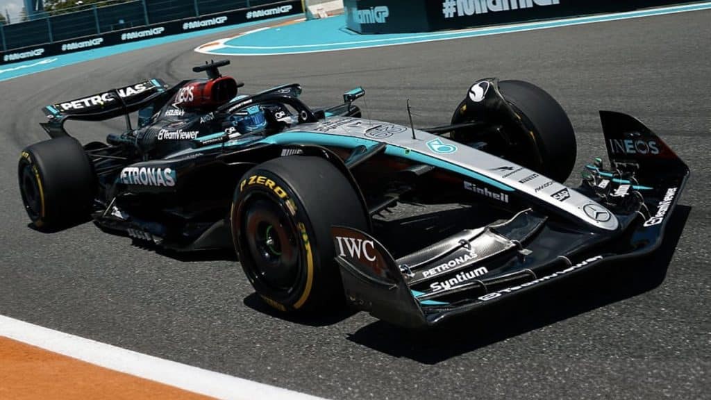 George Russell during last year’s Miami Grand Prix. On that occasion, he crossed the finish line in 8th position.