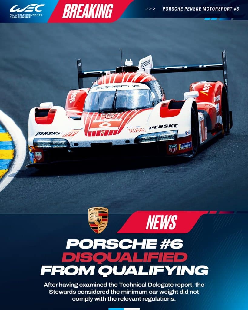 FP2 Le Mans 2025: verso il termine della sessione viene SQUALIFICATA la Porsche #6!