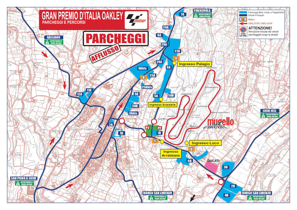 Where to Park at Mugello 2025 - PARKING MAP and Access Info for MotoGP: How to Get to the Circuit