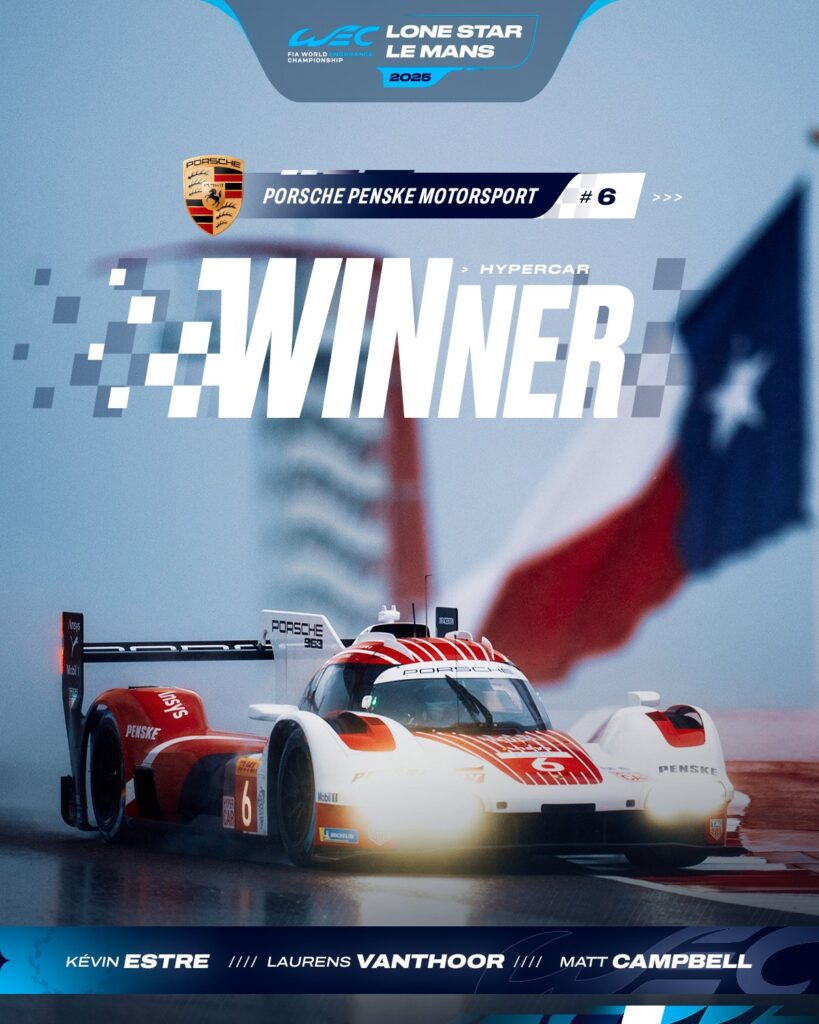 Lone Star Le Mans 2025: trionfa la Porsche #6, seconda, sconfitta, la Ferrari #50, terza posizione che vale oro per Peugeot!
