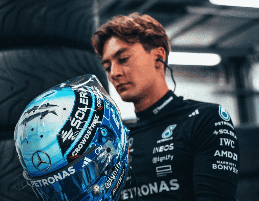 George Russell leaves the paddock after FP2: update on his physical condition