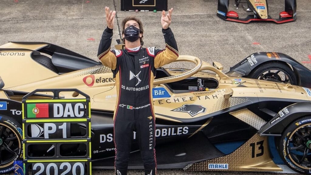 Antonio Felix Da Costa in Jaguar: il pilota portoghese si è laureato Campione del Mondo di Formula E nel 2020, in una stagione stravolta dall'epidemia di COVID-19.