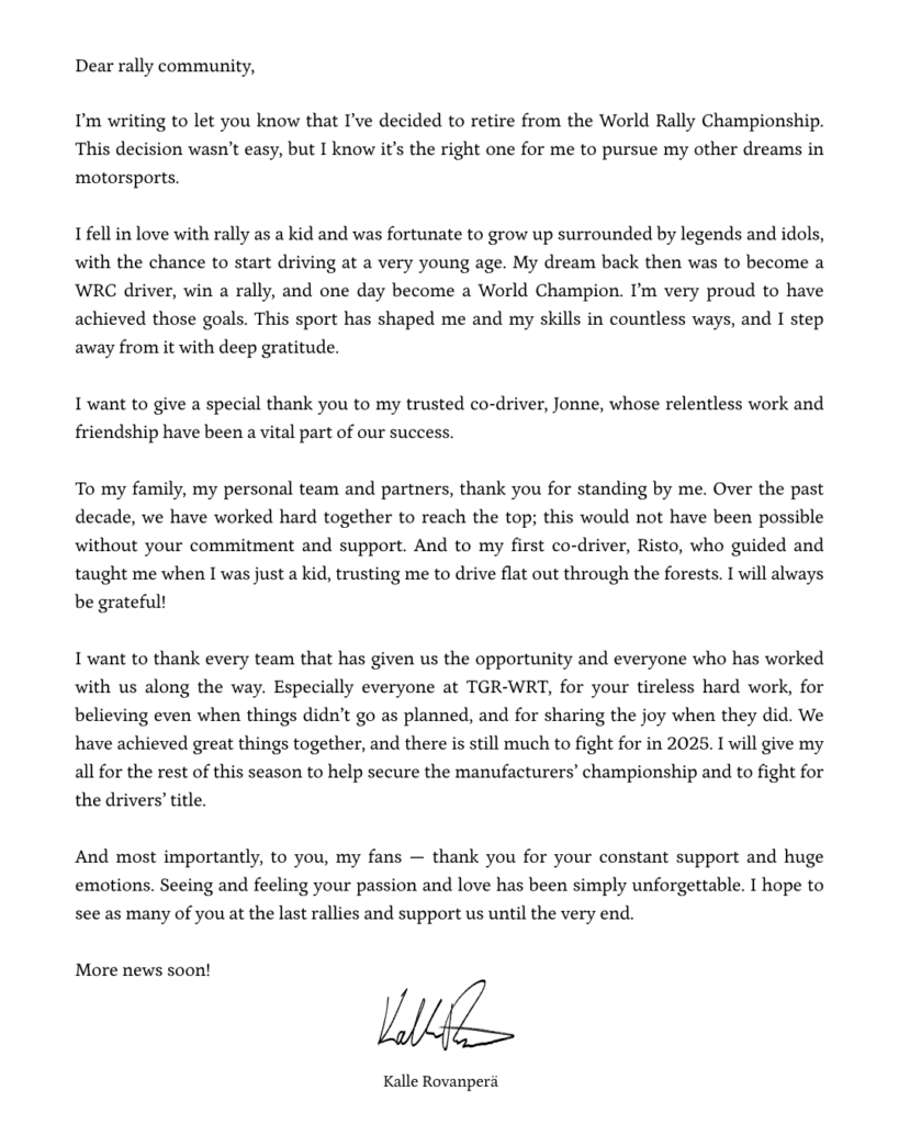 Kalle Rovanpera in Formula 1? Gli scenari ed il possibile futuro del finlandese