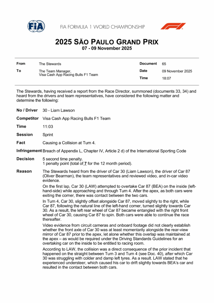 ULTIM'ORA - Errore della FIA: nuovo comunicato per correggere un abbaglio dei commissari su Lawson!