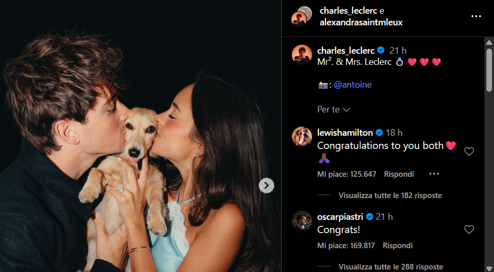 Charles Leclerc si sposa: le reazioni del paddock di Formula 1 all'annuncio del pilota Ferrari