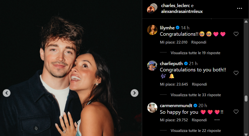 Charles Leclerc si sposa: le reazioni del paddock di Formula 1 all'annuncio del pilota Ferrari