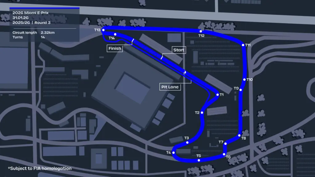 La Formula E sbarca a Miami: ecco il layout rivisitato del Miami International Autodrome.