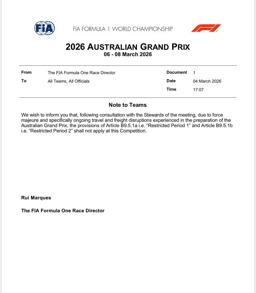 UFFICIALE - F1, sospeso il coprifuoco in Australia: ecco il motivo