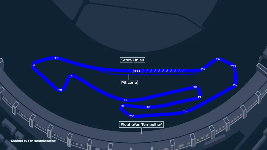 E-Prix di Berlino: il layout del circuito dell'aeroporto di Berlino-Tempelhof - PH: ABB FIA Formula E.